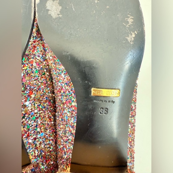 Gucci Multicolor Glitter leather baby Horsebit Lovelight Flat loafers EU 38 - Picture 8 of 9